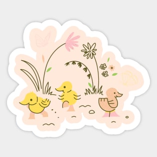 Spring Ducklings Sticker